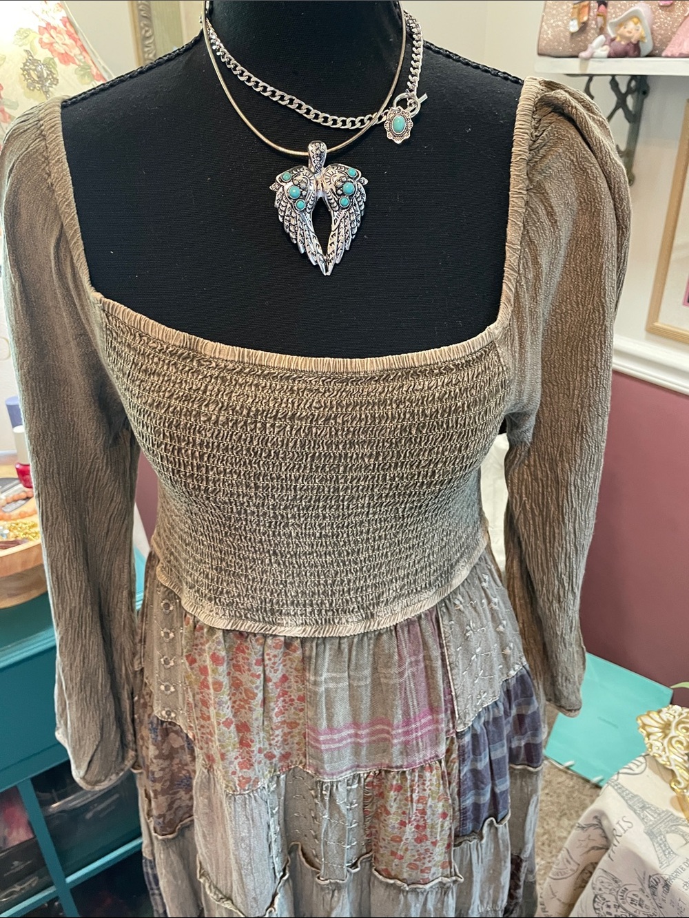 Bohemian /. Boho /Hippie Patchwork Maxi Dress Young Threads - Picture 5 of 14